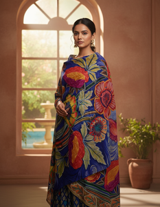 Écharpes élégantes pour femmes en 100% laine, imprimées numériquement avec de riches broderies - Collection de créateurs, origine Jammu Kashmir, chaudes pour l'hiver - Product Image 5