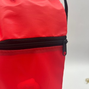 Red <b>Drawstring</b> <b>Backpack</b> With Zipper Pocket Portable Polyester Sport Bag Outdoor Use Wholesale OEM Supplies - Product Image 5