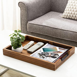 Plateau en bois de pin élégant fait à la main avec poignées pour servir des collations charcuterie thé nourriture sur canapé cuisine comptoir Table décor à la maison - Product Image 4