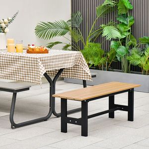 Panca da Giardino 47 Pollici con Seduta a Doghe e Telaio in Ferro Rivestito in Plastica - Product Image 1