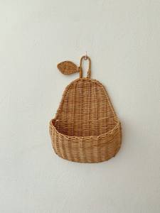 Cesta de Pared de Ratán Hecha a Mano con Forma de Pera, Estilo Rústico, Organizador Colgante Tejido Natural para Almacenamiento en Cuartos de Niños y Decoración del Hogar - Product Image 2