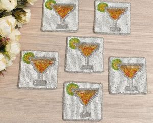 Premium Quality Embroidery <b>Beaded</b> <b>Coaster</b> with Detailed Handmade Work for Elegant Home Dining and Table Decoration - Product Image 1