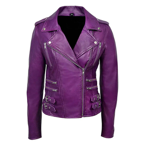 Veste en cuir pour femme fabriquée en usine à prix abordable, avec logo personnalisé imprimé, col montant, tricotée, taille adulte - Product Image 5