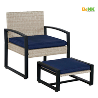 Ensemble de meubles de jardin en rotin PE de style moderne BeNK de haute qualité, 4 pièces, pour hôtel, appartement, salon, cour
