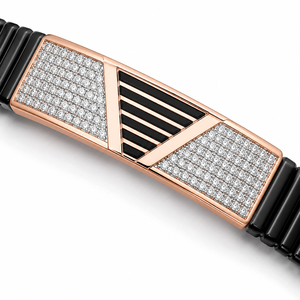 <b>Black</b> Charm Micro Insert Geometric Stretch Bracelet Men High <b>Polish</b> Luxury Wedding Party Daily Wear Gift Jewelry - Product Image 3