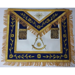 Custom Embroidered 3D <b>Sew</b>-On Master Mason Masonic Badge Red White Gold Trim Classical Style Freemason Regalia Ceremonial Lodge - Product Image 1