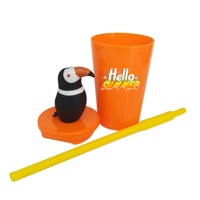 Vaso Apilable 3D de Dibujos Animados, Libre de BPA, con Tapa, Pajita y Figura, 400 ml, Vaso de Plástico Ecológico para Niños, Regalos