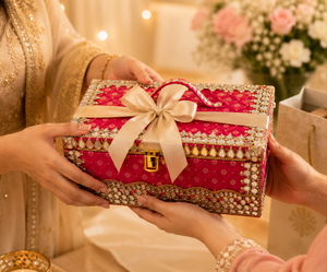 Boîte de rangement pour maquillage et bijoux, coffret de toilette de mariée avec plateau intérieur, poignée et serrure pour l'organisation de la coiffeuse - Product Image 5
