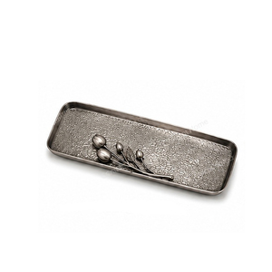 Bandeja Rectangular de Latón para Servir, Diseño Floral, Acabado Pintado, Elegante, Hecha a Mano, de Grado Comercial, Decorativa para Uso Residencial - Product Image 4