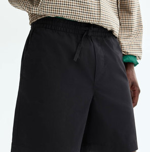 Men Solid Color Bermuda Shorts Elastic Waist Casual Woven Mid Length <b>Drawstring</b> Closure - Product Image 3