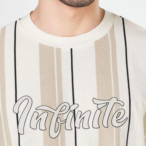 T-shirt à manches courtes rayé pour homme, mélange de coton, décontracté, col mandarin, vêtements de plage, ODM - Product Image 6