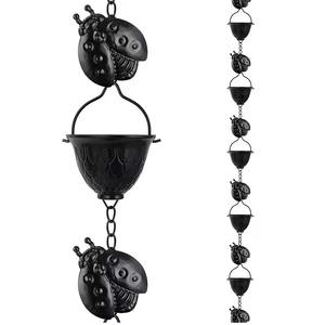 Cadena de Lluvia Metálica con Diseño de Mariquita y Cubos Recolectores, Cadena Decorativa para Drenaje de Agua en Jardín, Decoración Colgante para Patio - Product Image 2