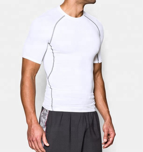 T-shirt de sport blanc à manches courtes pour homme, séchage rapide, coupe ajustée, col rond, tricoté, design sportif, couleur unie, nouveau modèle 2026 - Product Image 5