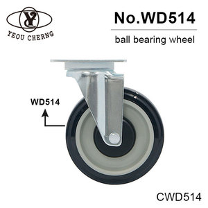 Roue pivotante à plateau 127 mm en polyuréthane et acier, roulettes industrielles pour meubles sans frein, capacité de charge 120 kg - Product Image 4