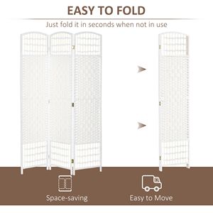 Divisorio Pieghevole a 3 Pannelli in Fibra Bianca Ondulata, Schermo Portatile per Privacy, Tradizionale e Traslucido, per Casa e Ufficio - Product Image 4