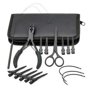 Juego de Herramientas Profesionales de Acero Inoxidable Negro con Diseño Personalizado y Logotipo Personalizado para Extensiones de Cabello, Kit de Aplicación de Micro Anillos - Product Image 1