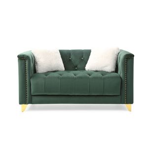 Ussell velluto verde tappezzeria con ciuffo elegante divano salotto - Product Image 1
