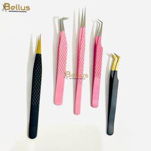 Bellus International Luxury Durable Stainless Steel Smooth Tip Nano Grip Lash Tweezers 45 90 Russian Volume Eyelash Extension - Product Image 1