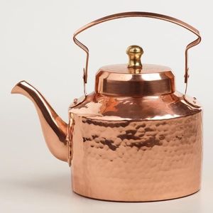 Bouilloire à eau ronde en cuivre artisanale avec couvercle, design classique, théière en métal - Product Image 6
