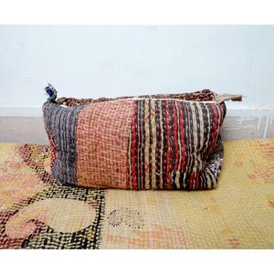 Indian Kantha Hand Block Print Cotton Cosmetic Bag Set with Tassel Zipper Closure Vintage Style-Women's Travel Makeup Pouch - Product Image 5