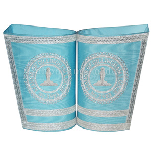 Elegantes Guantes de Oficial Masónico Premium, Bordados a Mano con Hilo Plateado, Personalizables - Product Image 1