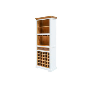 Meuble bar en bois massif avec rangement pour vin, étagère de présentation et rail de suspension, finition antique, design autoportant - Product Image 3