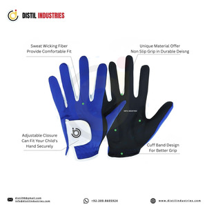 Gants de sport d'extérieur unisexes en cuir de mouton pur bleu-noir, doux et respirants, avec protection de la paume, vente en gros DISTIL INDUSTRIES - Product Image 3