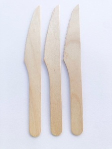 Nouvel ensemble de couteaux compostables en bois de bouleau 155 mm – Couverts écologiques pour festivals culinaires, cafés, restaurants et plats à emporter, idéal pour la restauration et les buffets - Product Image 1