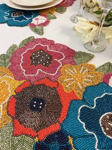 Handmade Beaded Embroidered <b>Table</b> <b>Runner</b> Floral Placemats Custom <b>Table</b> Linen for Home Wedding Hotel Banquet - Product Image 4