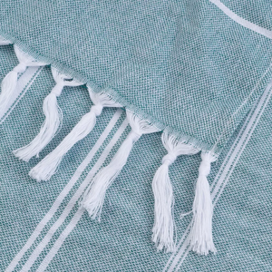 Serviette de plage rectangulaire en coton uni, tissée, séchage rapide, style élégant - Product Image 6