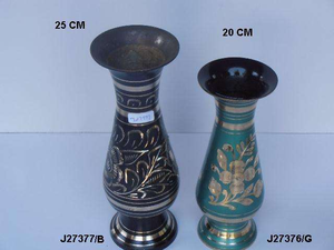 Traditional Indian <b>Vases</b> Made in Cast Brass and Green Enamel Metal Brass Flower <b>Vase</b> Indian Traditional <b>Vases</b> - Product Image 3