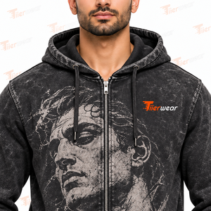 Men's Zip-Up Hoodie Acid Wash Print Casual Hooded Sweatshirt Regular Fit Polyester FRENCH TERRY Autumn Wear Zipper Hoodies - Product Image 5