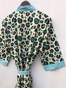 Robe kimono en coton imprimé léopard, paréo de mariée, robe kimono indienne à motifs imprimés au bloc - Product Image 5