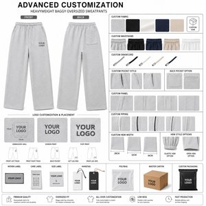 Winter Thermal 480 GSM French Terry Men's Relaxed Wide Leg Sweatpants Custom Branding Baggy <b>Joggers</b> Factory Direct Wholesale - Product Image 2