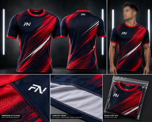 FN Herren Fußballtrikot Kurzarm Rundhals Sublimationsdruck Feuchtigkeitsableitend Athletische Passform Für Alle Jahreszeiten Polyester Sportbekleidung - Product Image 5