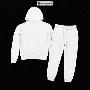 Conjunto Deportivo Blanco para Hombre, Sudadera con Cierre Completo y Tachuelas, Pantalones Jogger, Logotipo Personalizado, Ropa Deportiva Casual, Venta al Por Mayor, Otoño - Product Image 6