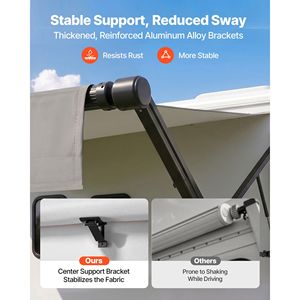 Motorized RV <b>Awning</b> Complete Kit 17.06FT <b>Electric</b> Retractable Aluminum Frame Waterproof PVC Fabric - Product Image 5