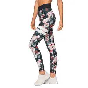 Леггинсы женские с высокой талией, спортивные штаны с сублимационным рисунком растений и цифровым принтом для фитнеса, белые, большие размеры