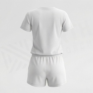 Women's <b>2</b> <b>Piece</b> Knitted Solid <b>White</b> V Neck Short Sleeve T Shirt and Above Knee Shorts <b>Set</b> Casual Breathable Spring Summer Wear - Product Image 2