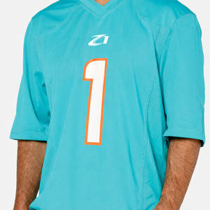 Lightweight Mesh American Football Jersey Teal V Neck Number Print Athletic Practice <b>Top</b> Oversized Light Blue T-Shirt Sportswear - Product Image 5