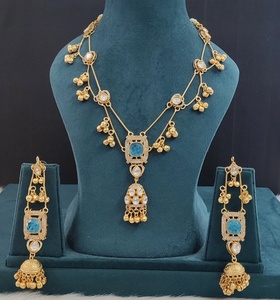 Elegante conjunto de collar tradicional de Cachemira con hermosos pendientes de Cachemira, joyería étnica nupcial ideal para fiestas y bodas. - Product Image 5