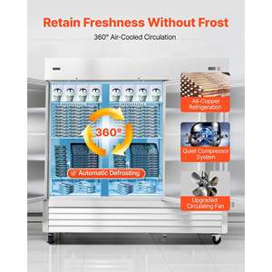 Congelatore Verticale Commerciale da 32,2 Pollici di Larghezza, 66,9 Piedi Cubi, Auto-Defrost, 12 Ripiani Regolabili, Luce LED, 4 Ruote, -11 a 14 Gradi Fahrenheit - Product Image 3