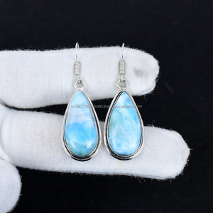 Handmade Solid 925 <b>Sterling</b> <b>Silver</b> <b>Earrings</b> - Natural Blue Gemstone Jewelry for Her, Mom, Wife - Handmade Gift for Her - Product Image 6