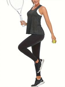 Débardeur de yoga pour femme en tissu tricoté 230 GSM, anti-dérapant, dos nageur, extensible dans les 4 sens, pour entraînement croisé, coupe courte - Product Image 2