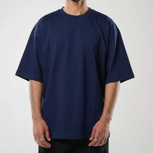 Camiseta Azul con Lavado Ácido de Nuevo Diseño para Hombre, Estilo Hip Hop, Oversize, Estilo Urbano, Algodón Premium Transpirable, Top Casual de Manga Corta para Verano - Product Image 1