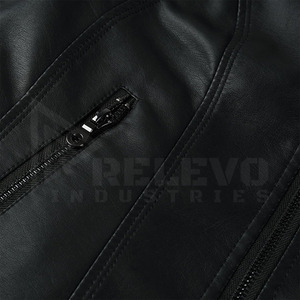 Relevo Industries Women's Leather Motorcycle <b>Jacket</b> Stand Collar <b>Zipper</b> Closure Slim Fit Moto Biker Style Outerwear Man <b>Jacket</b> - Product Image 6