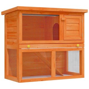 Casa para conejos de 35.4 x 17.7 x 31.5 pulgadas, madera marrón y alambre de hierro, mueble extraíble para mascotas - Product Image 1