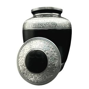 Urna para Cenizas de Adultos de Alta Calidad, Grabada a Mano, Estilo Americano, Níquel Blanco y Esmalte, Capacidad de 200 Pulgadas Cúbicas - Product Image 1