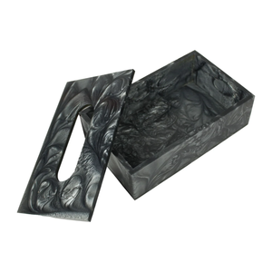 Caja de pañuelos de resina epoxi negra, artesanía de resina rectangular, accesorios decorativos para restaurantes y mesas, caja de pañuelos de resina. - Product Image 1