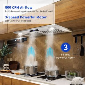 Cappa aspirante da incasso in acciaio inossidabile da 30 pollici, 600 CFM, con controllo touch frontale, per cucina - Product Image 2